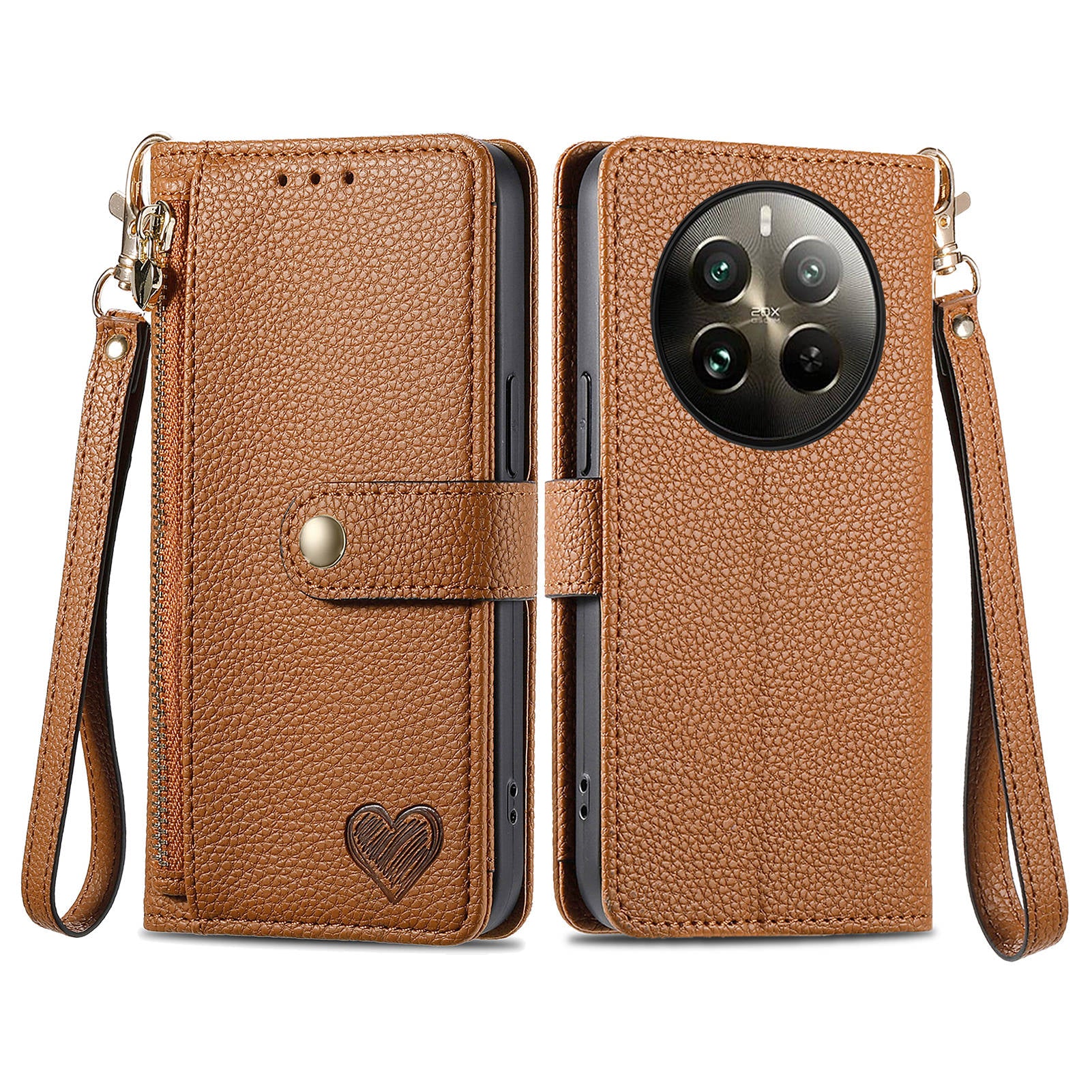 For Realme 12+ 5G Wallet Case RFID Blocking Zipper Pocket Leather Phone Shell For Realme 12+ 5G Wallet Case RFID Blocking Zipper Pocket Leather Phone Shell